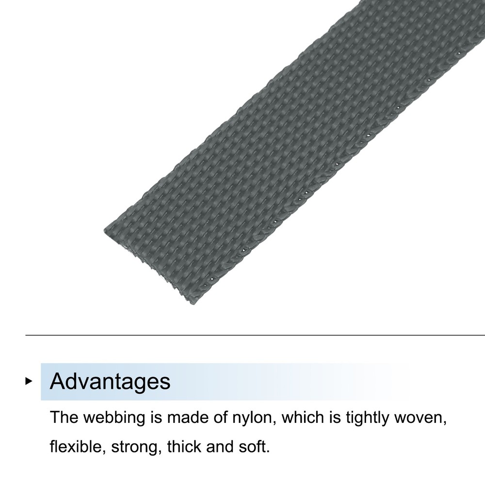 Nylon Webbing Strap Flat 3/8" 50 Yards Dust Grey for DIY Backpack Luggage-rack