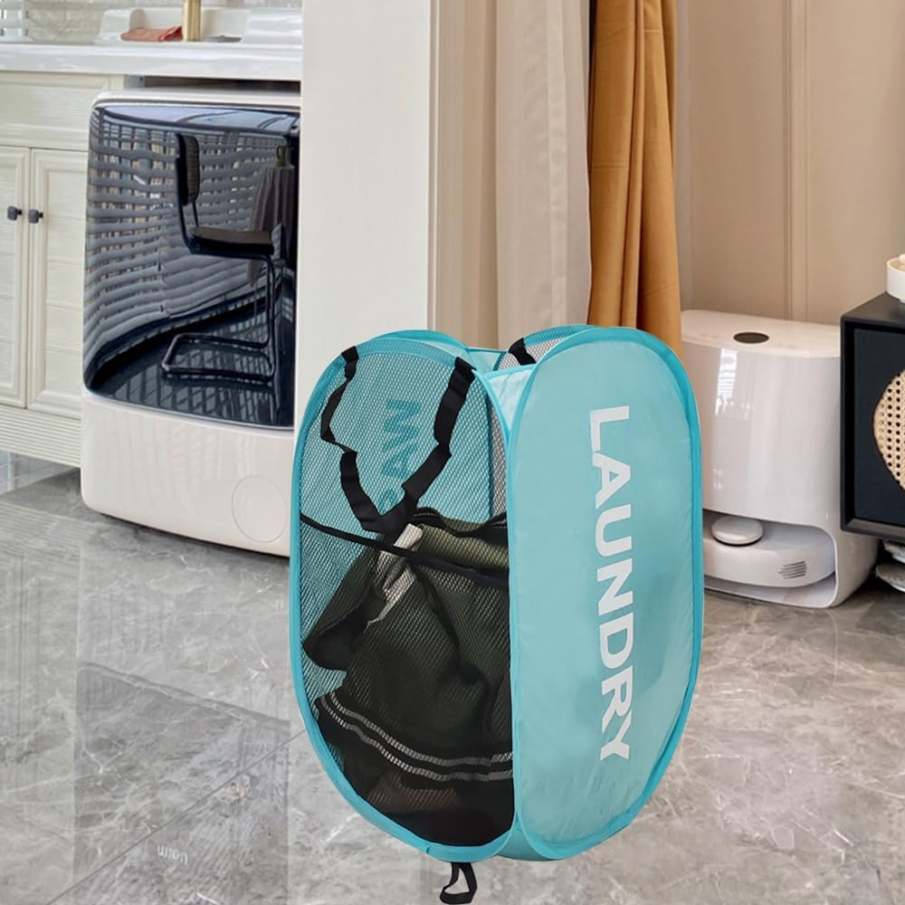 Collapsible Laundry Hamper 2 pack Mesh Pop Up Laundry Hamper with Handles, Fo...