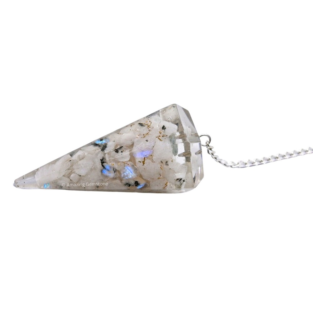 Rainbow Moonstone Orgone Crystal Pendulums
