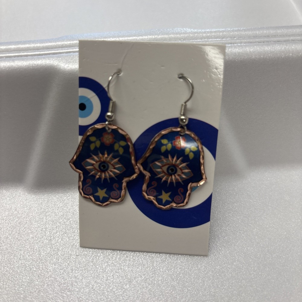 Handmade Evil Eye Copper Earrings