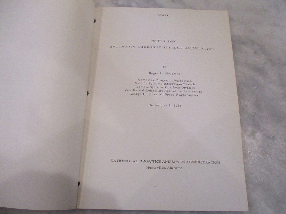 NASA MSFC *DRAFT* SATURN/APOLLO NOTES FOR CHECKOUT VEHICLE SYSTEMS BOOK-1963