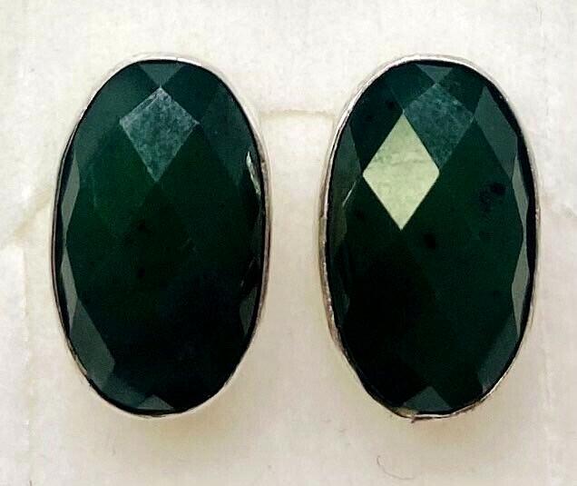 HSN Jay King Sterling Silver Green Nephrite Jade Oval Stud Earrings