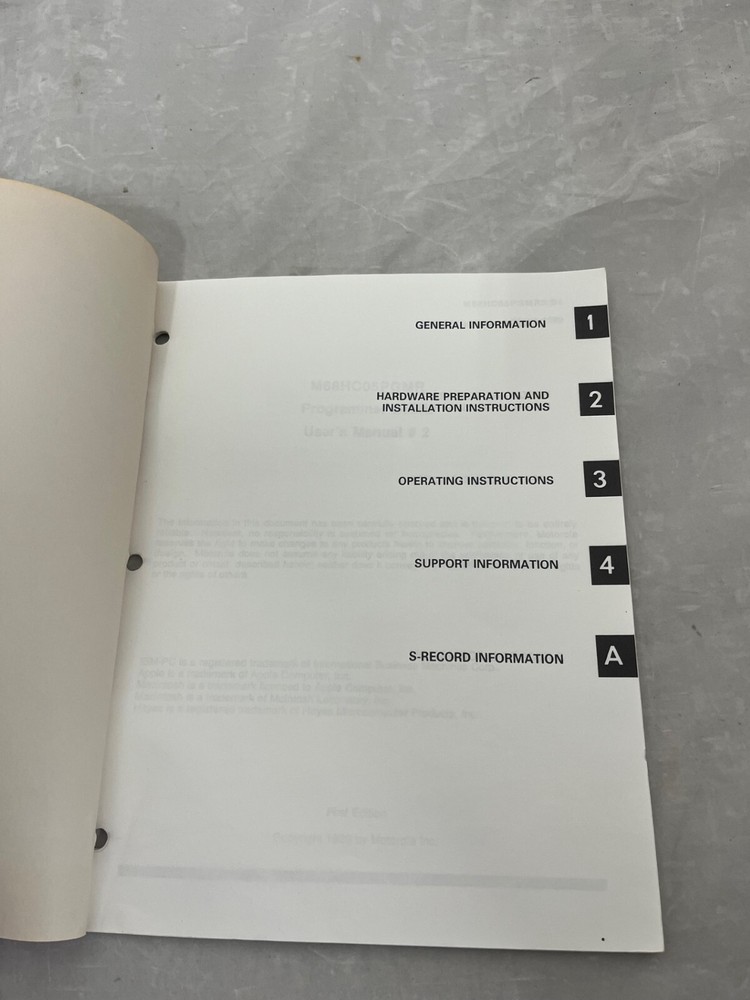 Motorola MC68HC05PGMR2/D1 MC68HC05PGMR Programmer Board User's Manual #2 1989