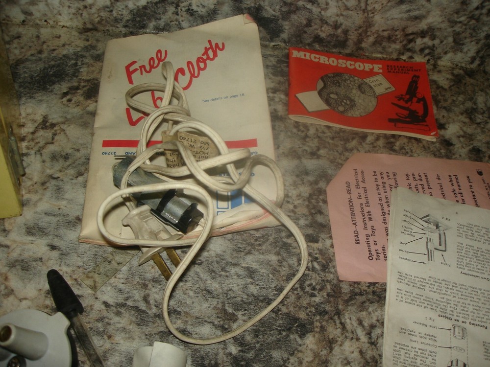 Vintage Gilbert Microcraft Microscope and Storage Cabinet and Slides Cool