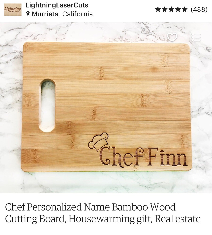 Personalized Chef Bamboo 8.5”x11” Cutting Board