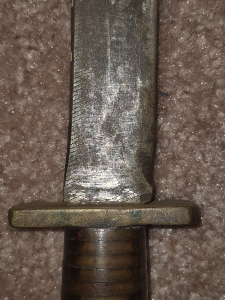 WW2?? Ka-bar Style Knife Solid Brass With Clear Layered Handle Very Solid Heavy
