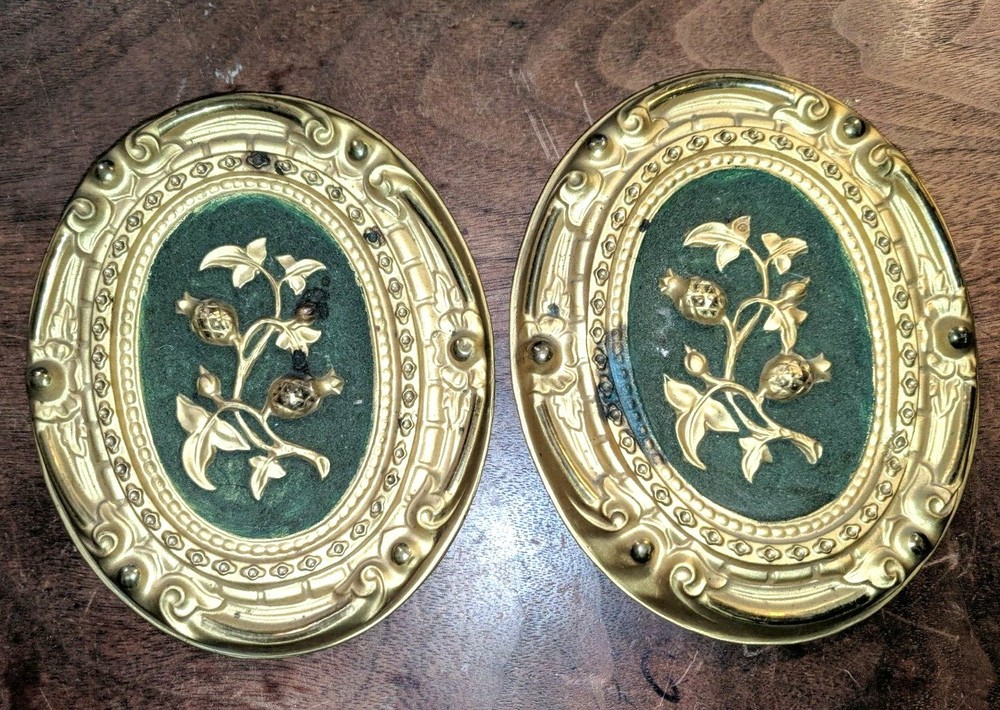 Gorgeous Antique Brass Architectural Element Repousse Drapery Holdbacks
