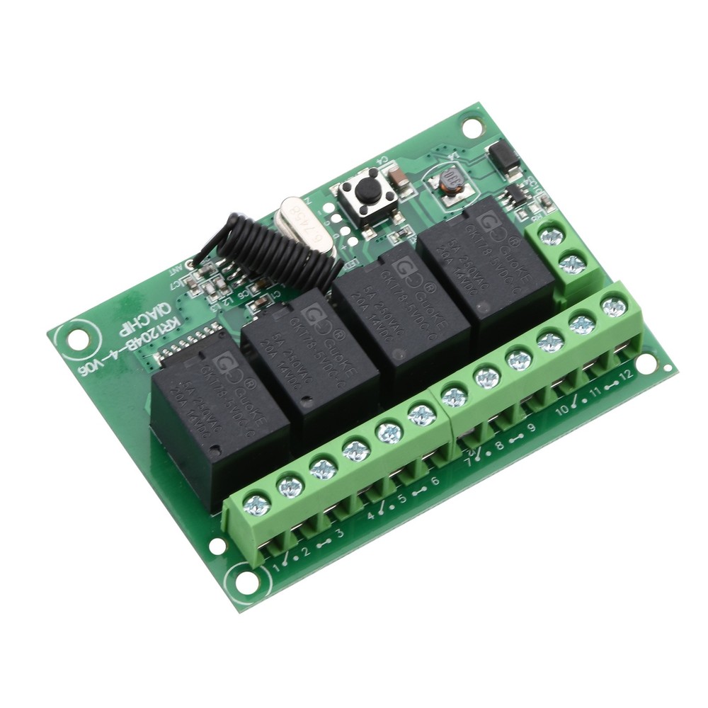Wide Application DC 4-Channel 443MHz Wireless RF Remote Control Relay Switch