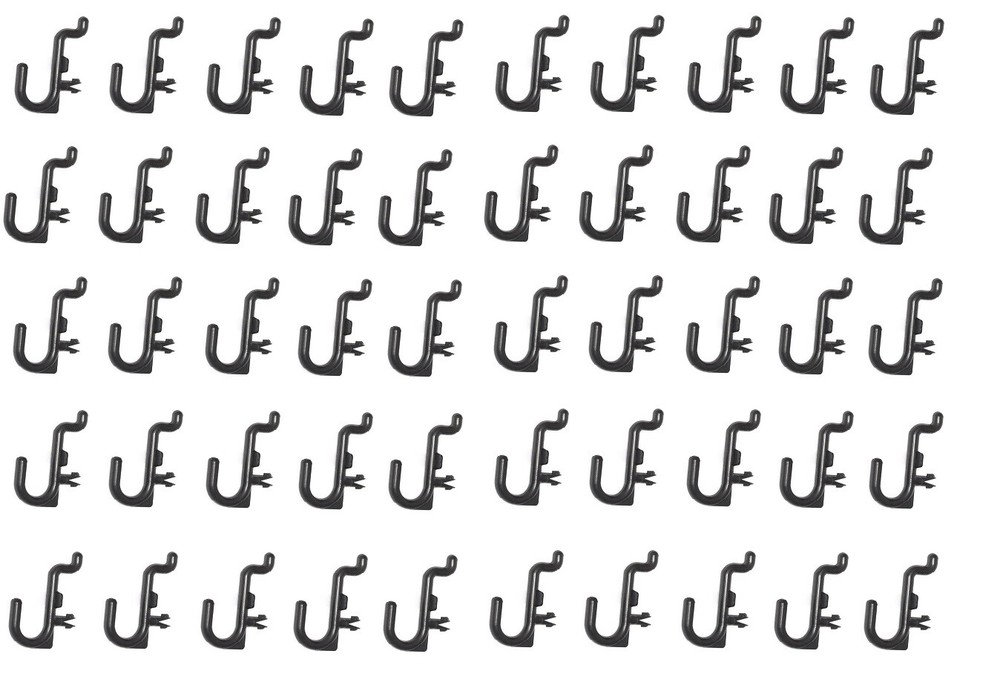 Plastic Black J Hook Pegboard Kit Tool 50 pack wall peg PEGBOARD NOT INCLUDED