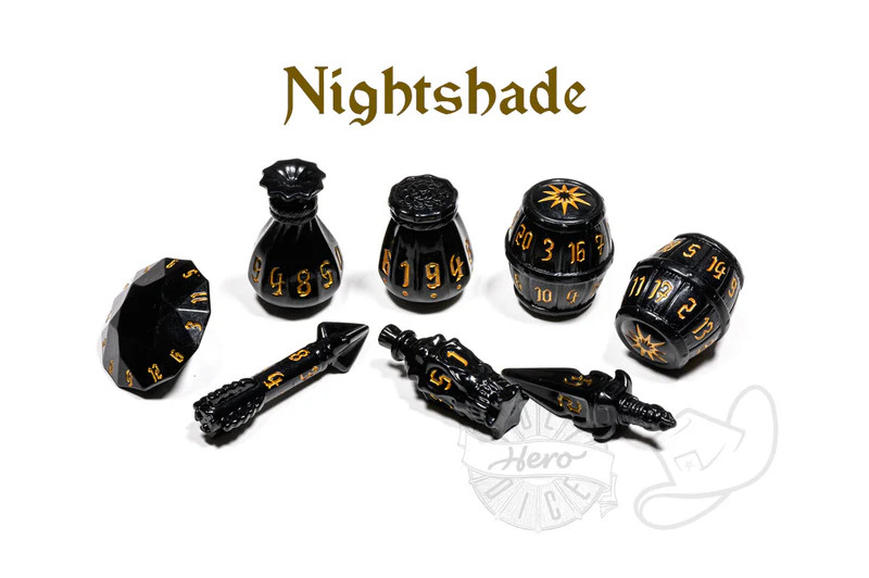 PolyHero Rogue 8 Dice Set | Nightshade