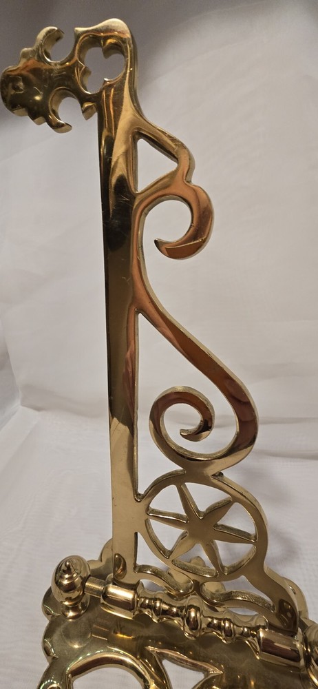 Large Victorian Brass Fireplace Sway Bracket Crane Hook