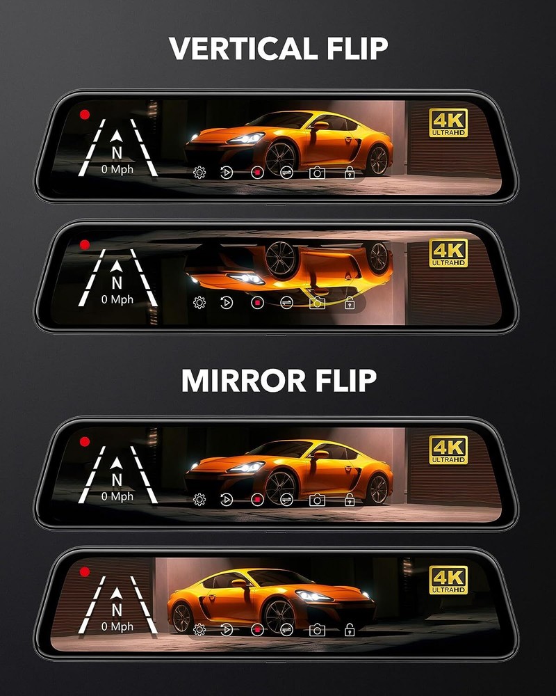 WOLFBOX 4K G840S Mirror Dash Cam Front and Rear, with WDR Camera Hardwire Kit