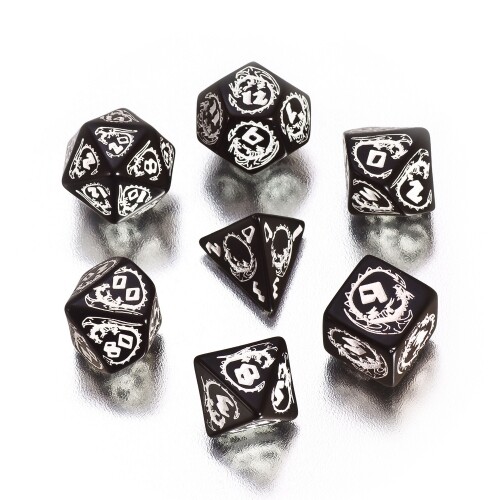 Dragons Dice - 7 Piece - Black And White