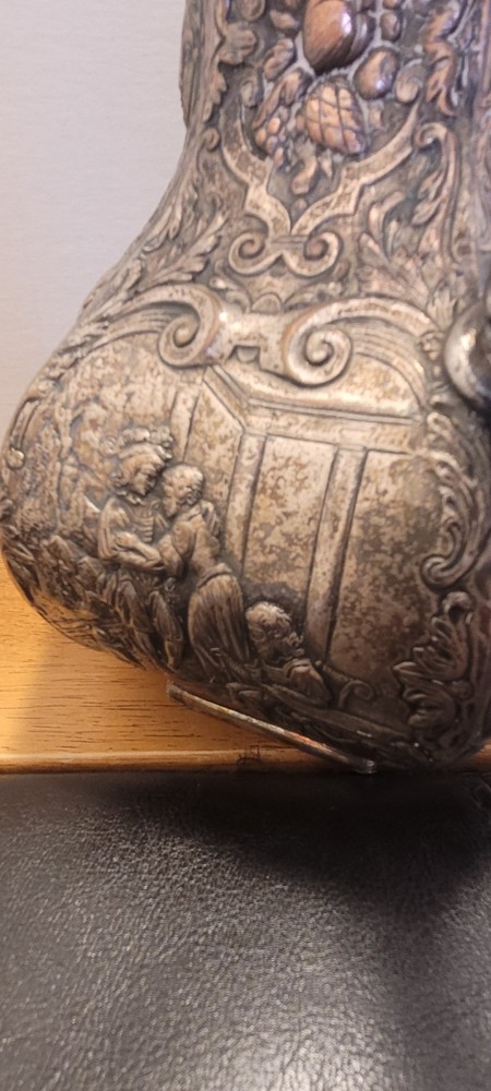 c1900 Antique E.G. Webster & Son Silverplate Repousse Water Pitcher