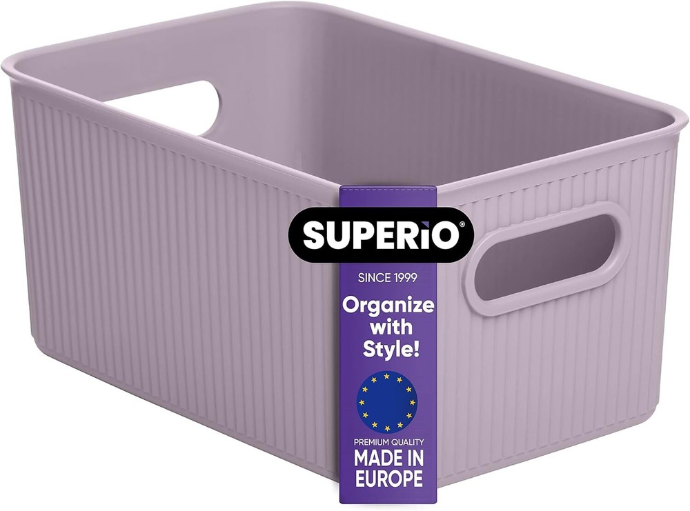 Superio 5L Small Ribbed Storage Bin- Plastic Storage Bin  (1 Pack, Lilac)