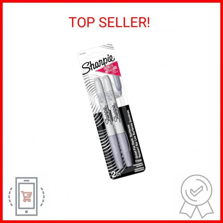 Sharpie Metallic Permanent Markers, Fine Point, Silver, 2 Count