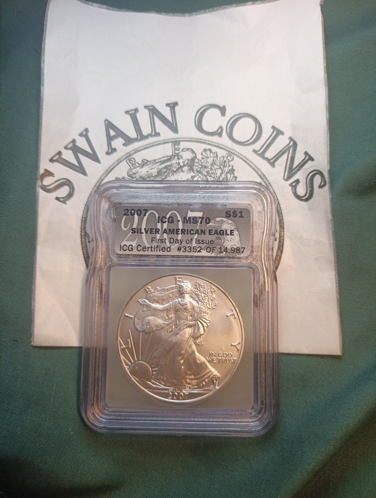 2007 American Silver Eagle MS70  First Day of Issue EJ108