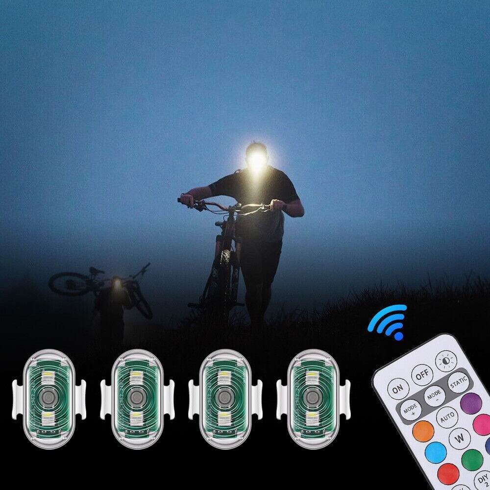 4X LED Strobe Light 8 Colors USB Rechargeable Flashing Lights Remote Controlled
