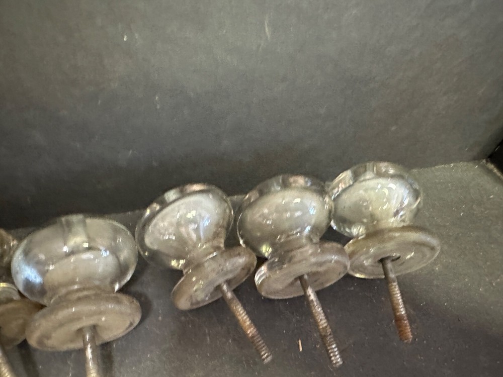 Set 8 Antique Glass Furniture Knobs Pulls, Lot 2