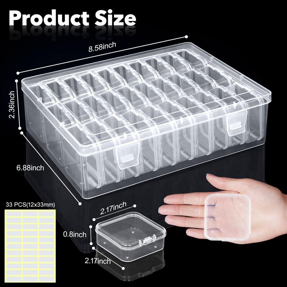 DILIBRA Bead Organizer Box, 93Pcs Small Storage 3 Pack 90 Pcs, Clear
