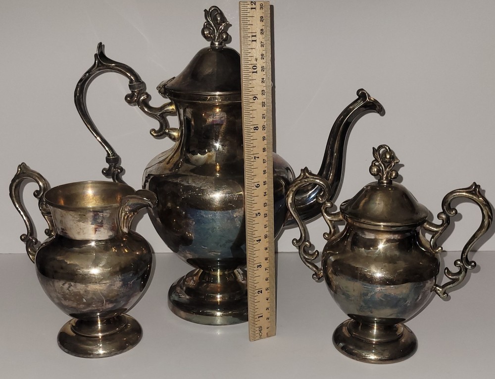Vintage Tarnished Silver Tea Set