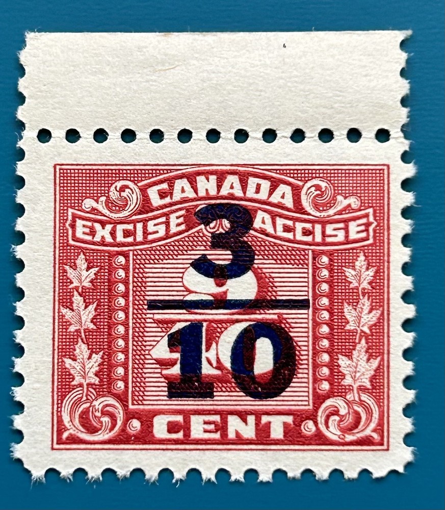 Lot5 Canada 3 Leaf Excise Overprint FX105 MNH