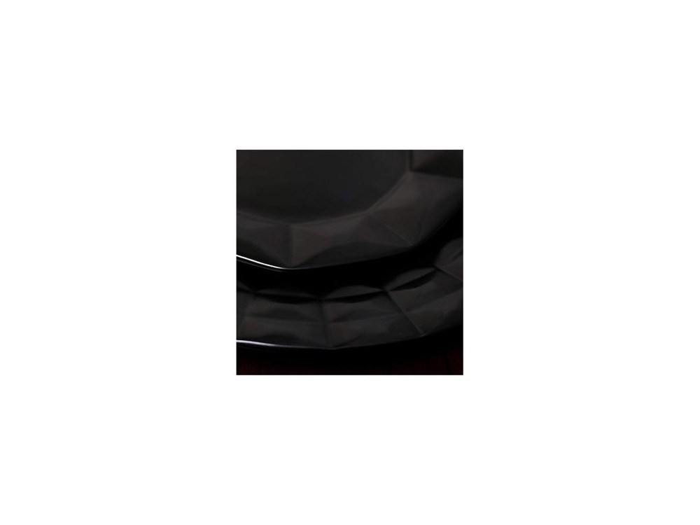 Elama Retro Chic Glazed Dinnerware - 16 Piece - Black
