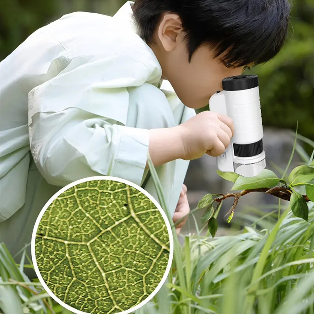 Children's Handheld Microscope Optical HD Portable Microscope Science Gift Black
