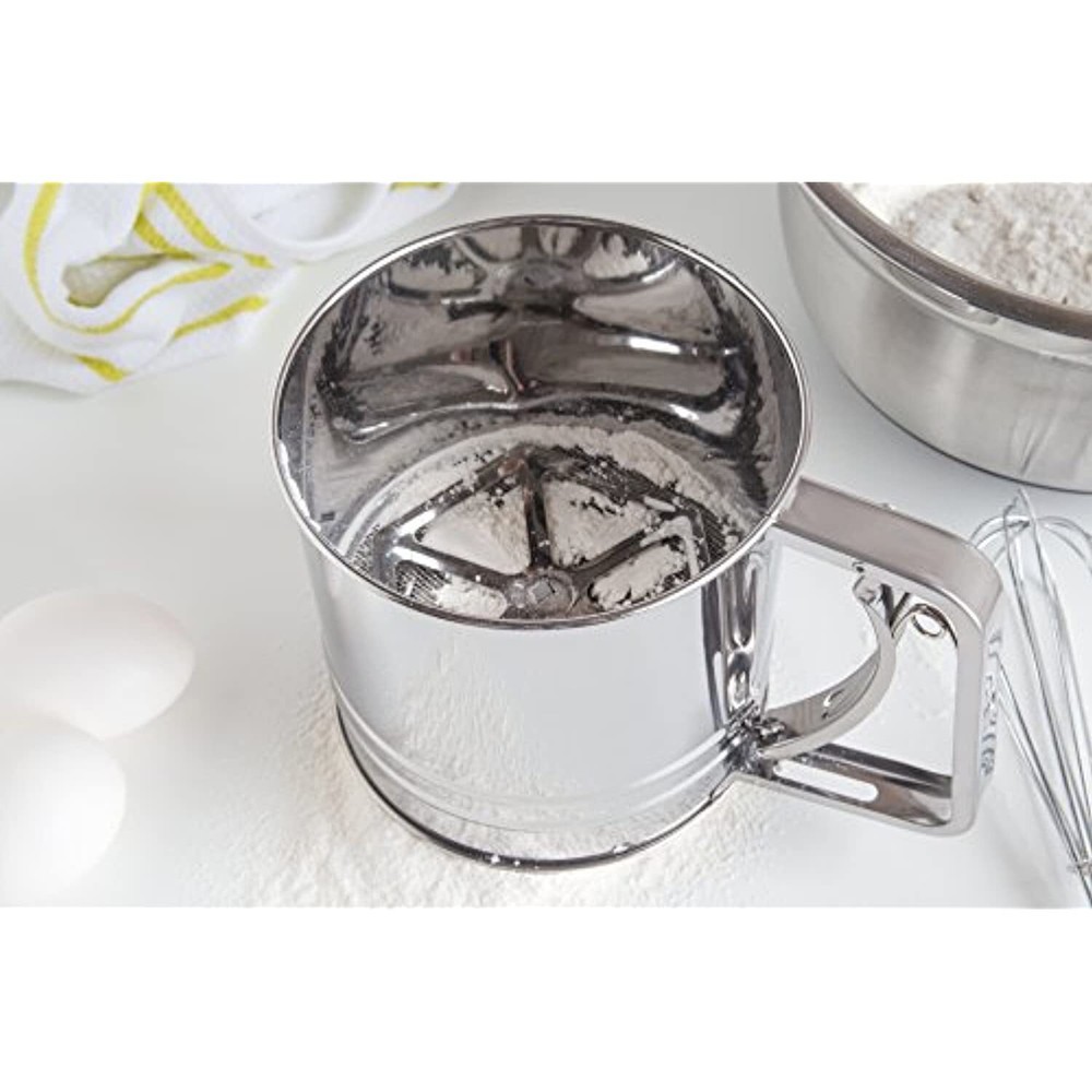 Fox Run Stainless Steel 4-Cup Flour Sifter - Kitchen Baking Tool