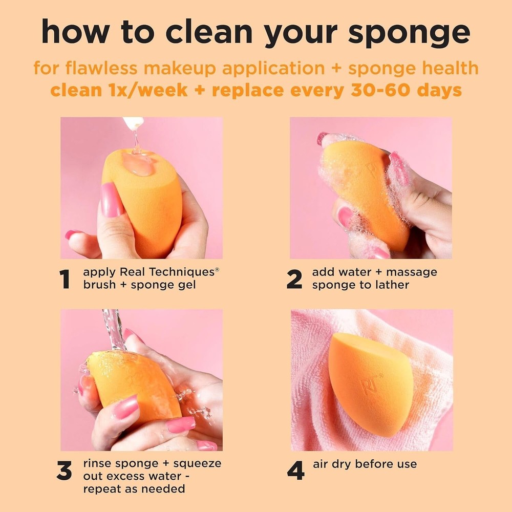Real Techniques Beauty Sponges Makeup Blender Miracle Complexion 91553 4 pcs set