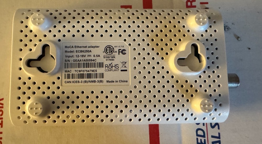 Actiontec MoCA Ethernet Network Adapters ECB6250 - No Power Cord