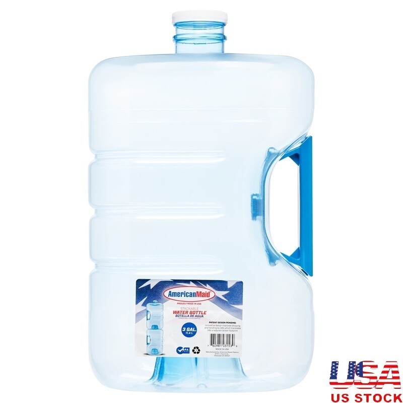 Stackable Refillable Water Gallon Container BPA Free Easy Grip Handle Transport