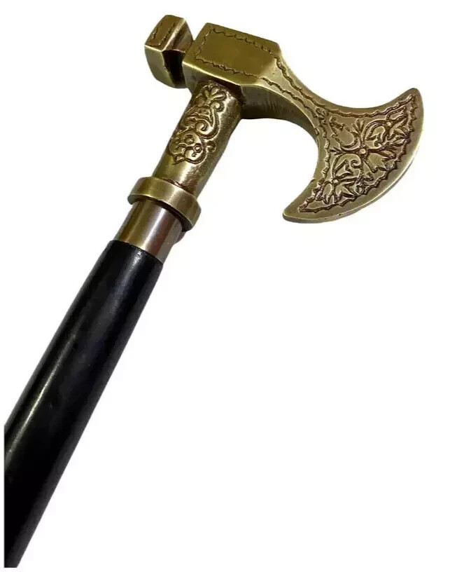 Antique Finish Axe Handle Black wooden Walking stick unique canes