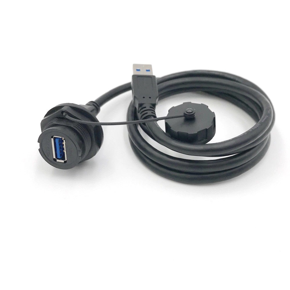 USB 3.0 Type A Panel Mount Connector Female Socket w/40" Cable Waterproof IP67
