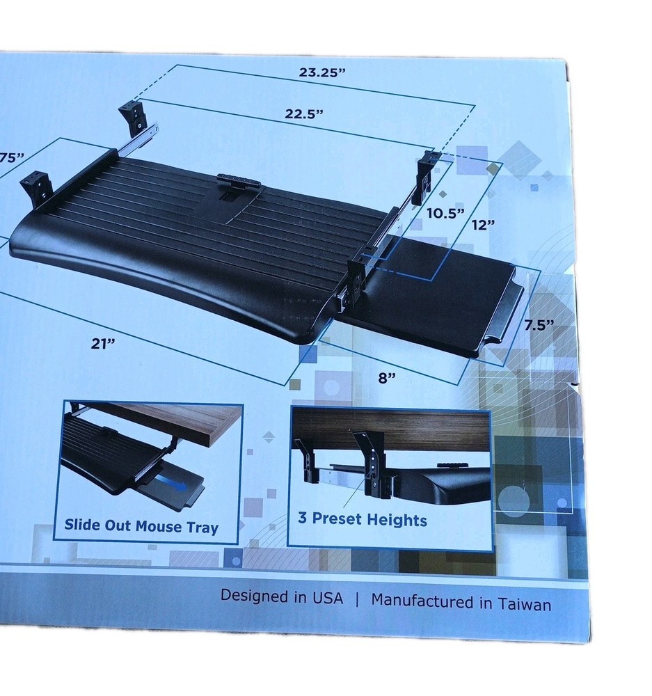 Mount-It! Keyboard Tray Under Desk with Mouse Platform, For Office, Gaming. New!