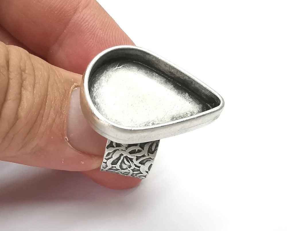 Drop Ring, Ring Blank Setting, Cabochon Mounting, Adjustable Resin Base Bezels