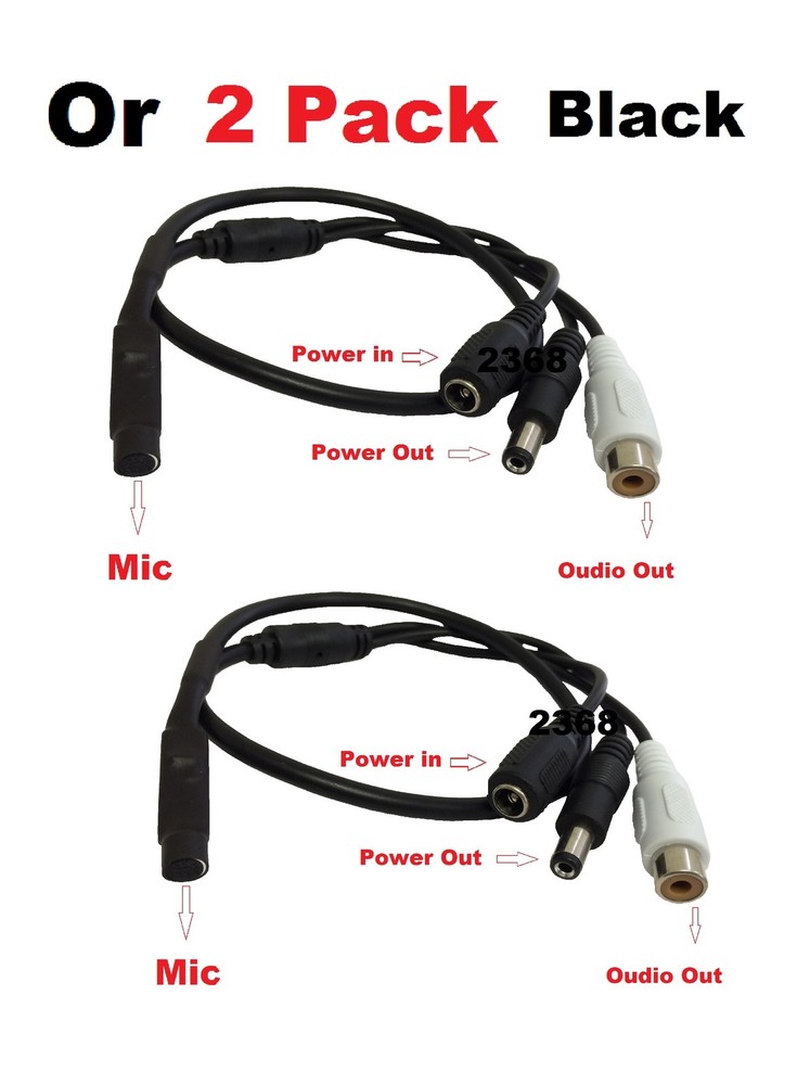 2 Pack High Sensitive Audio Mic Microphone for CCTV Security Camera