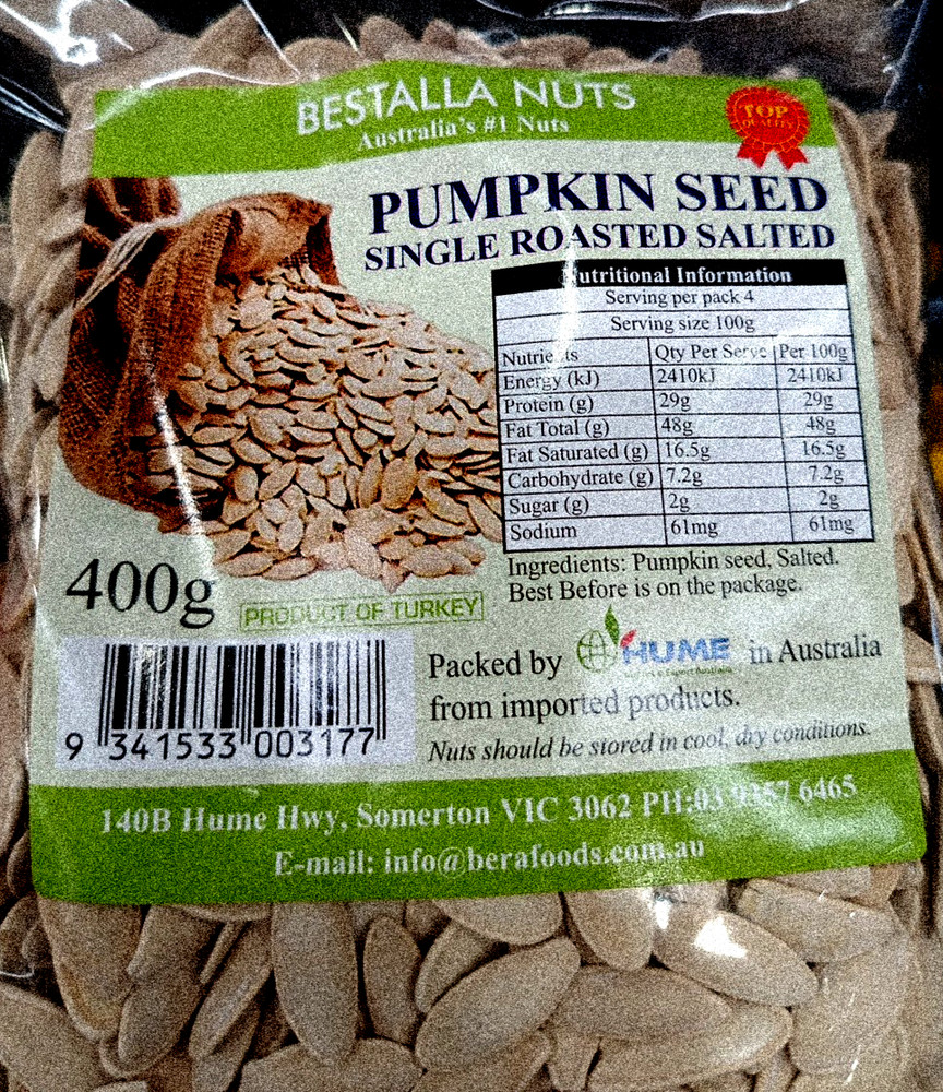 Pumpkin Seed Single Roasted Salted 400g In Pack