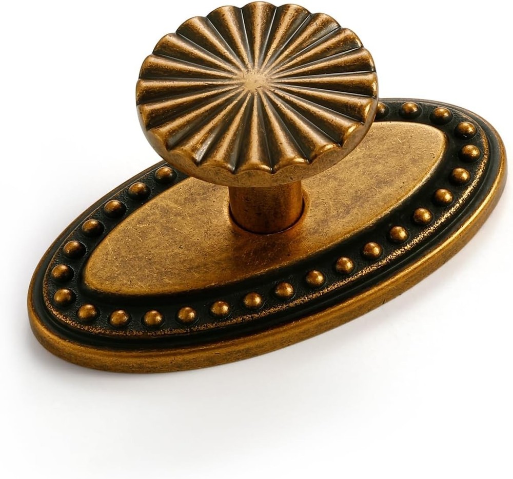 Classic 10 Pack Antique Brass Cabinet Knobs - Durable Vintage Drawer Hardware