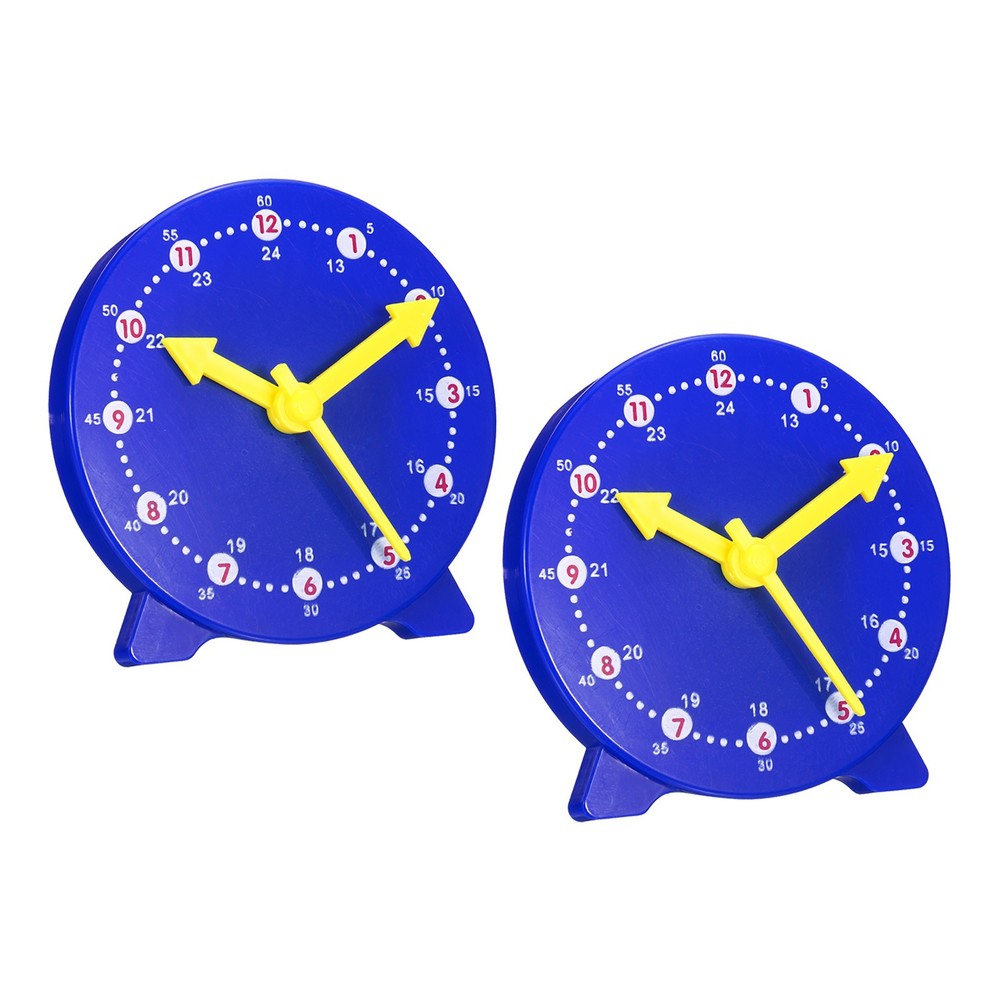 4" Teaching Watch, 2pcs 24 Hour 3 Indicators Grafted Movement for, Blue