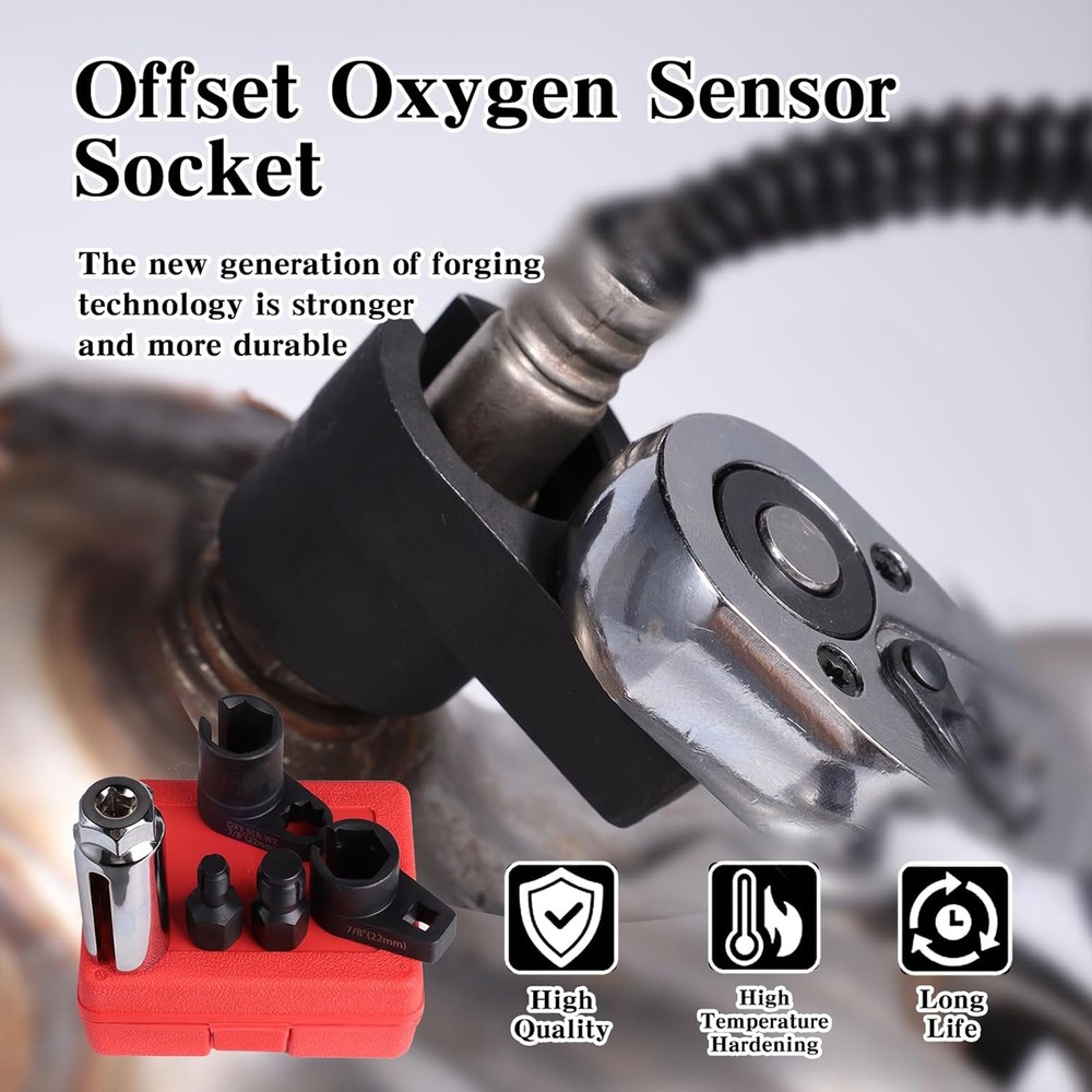 5Pcs O2 Oxygen Sensor Socket Wrench 3/8" 1/2" 22mm Auto Repair Installer Tool