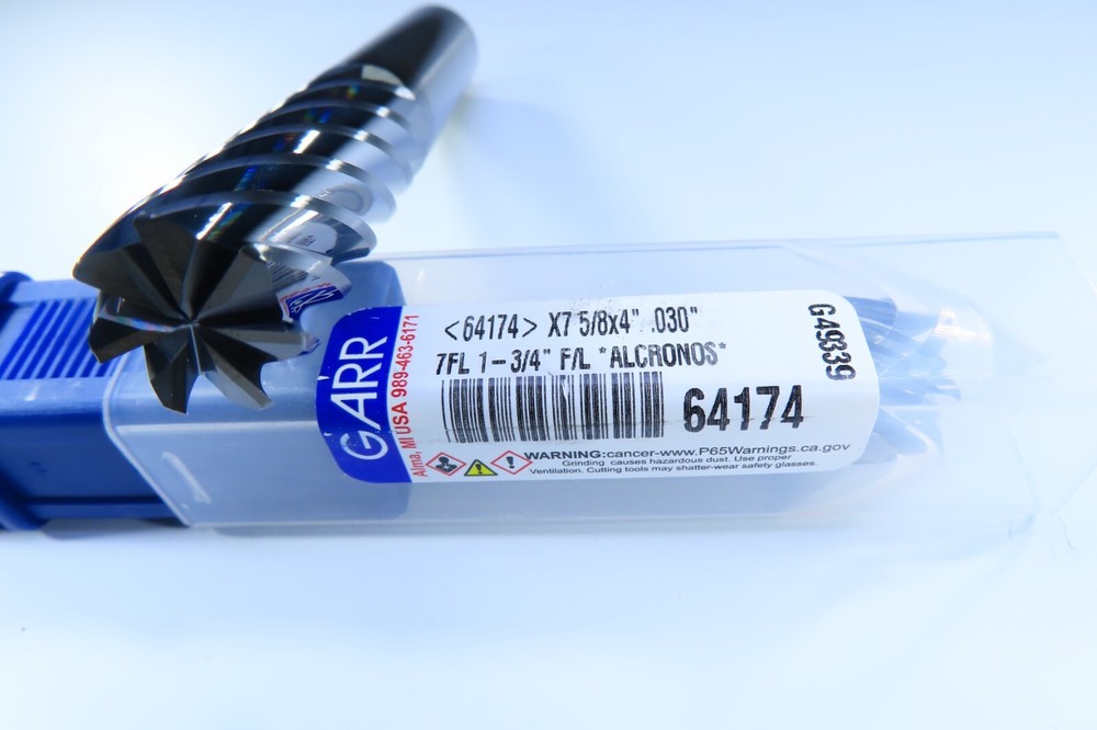 NEW 5/8" GARR VX-7 SERIES 7 FLUTE ALCRONOS COATING 64174 SOLID CARBIDE END MILL