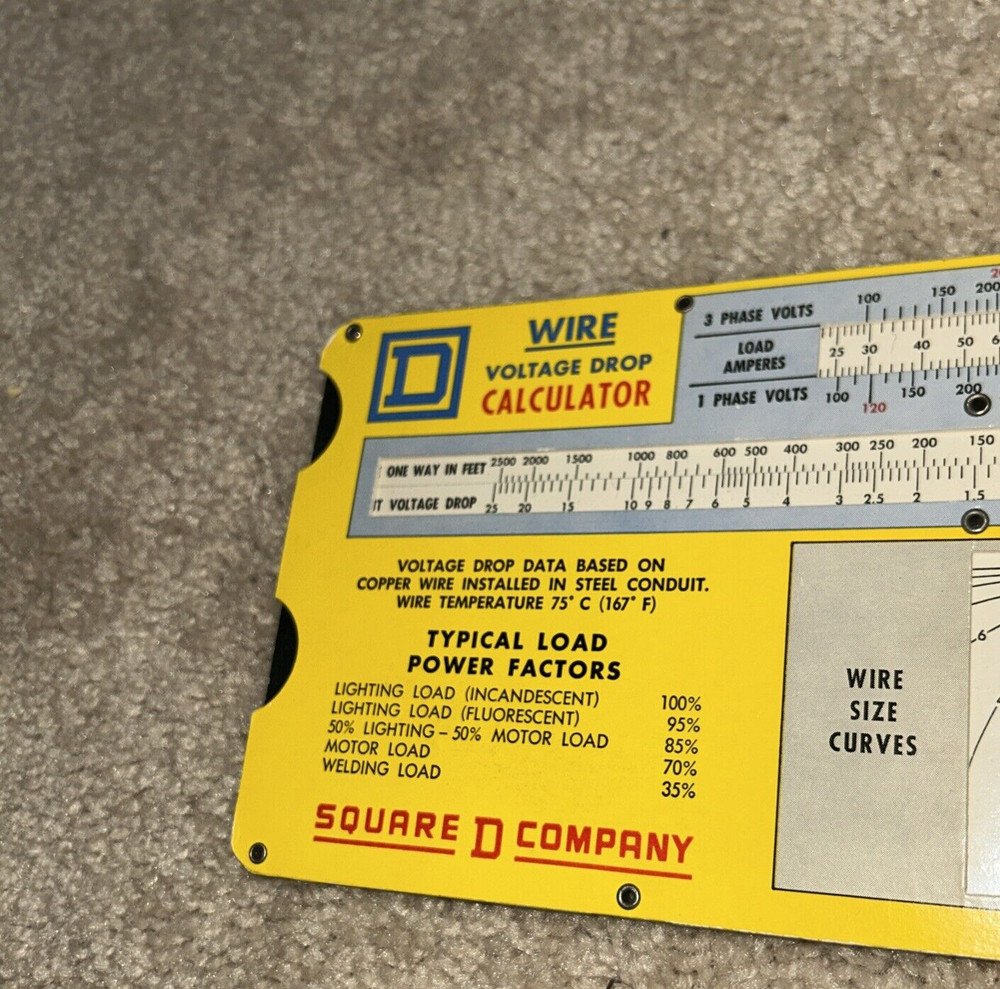1958 SQUARE D BUS DUCT & WIRE VOLTAGE DROP CALCULATOR