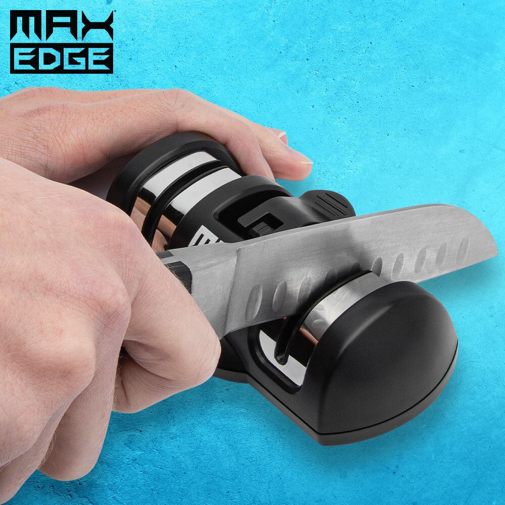 Max Edge Knife Sharpener, Precise Sharpening, Diamond & Ceramic Grinding Wheels