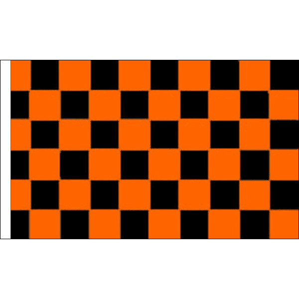 Orange & Black Check Checked Flag Table Hand Waving Flags Bunting Displays