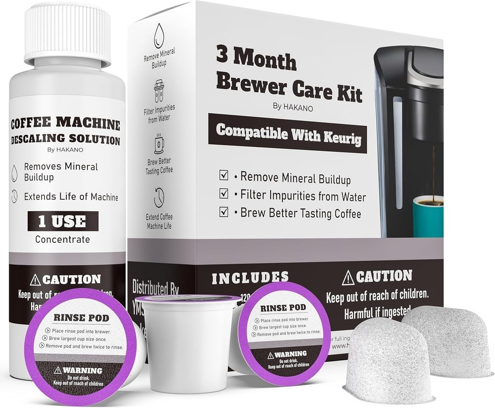 3- Brewer Care Kit for Keurig - Includes Descaling Solution & Filters