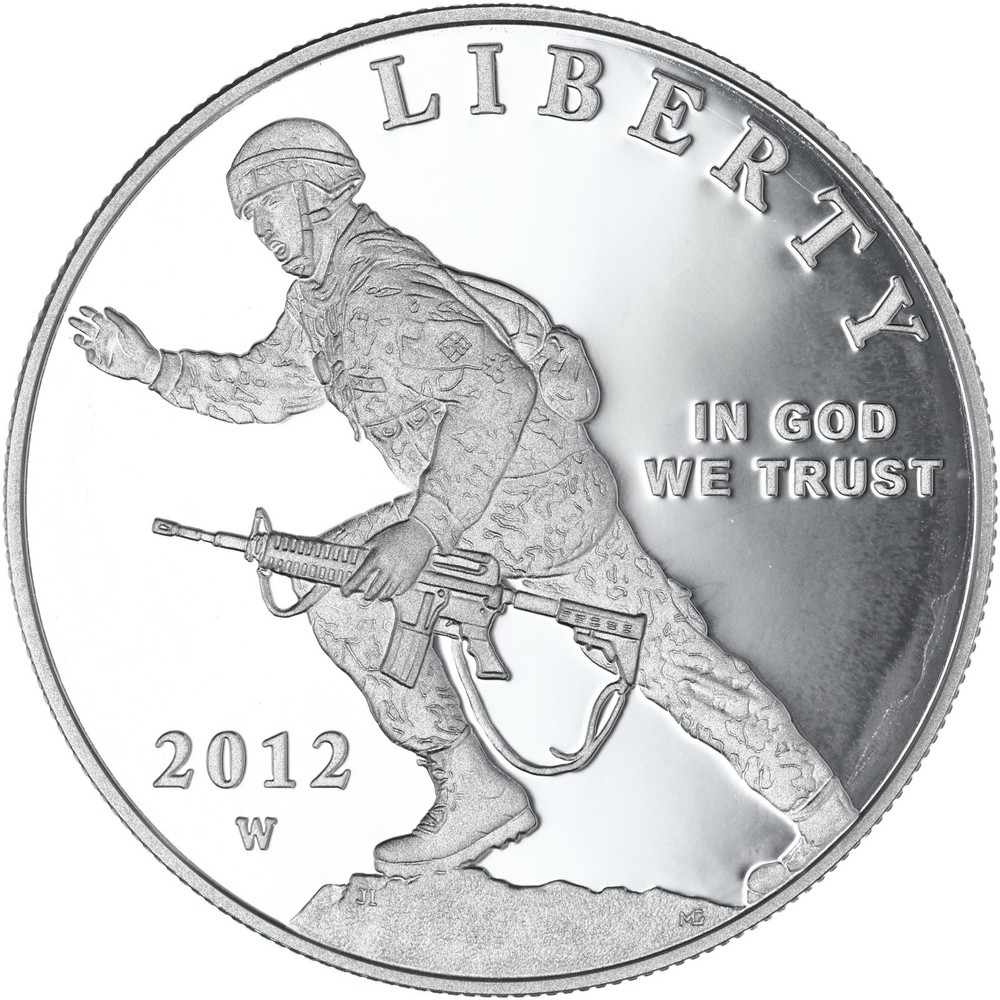 2012 W Infantry Soldier Proof Commemorative 90% Silver Dollar Coin