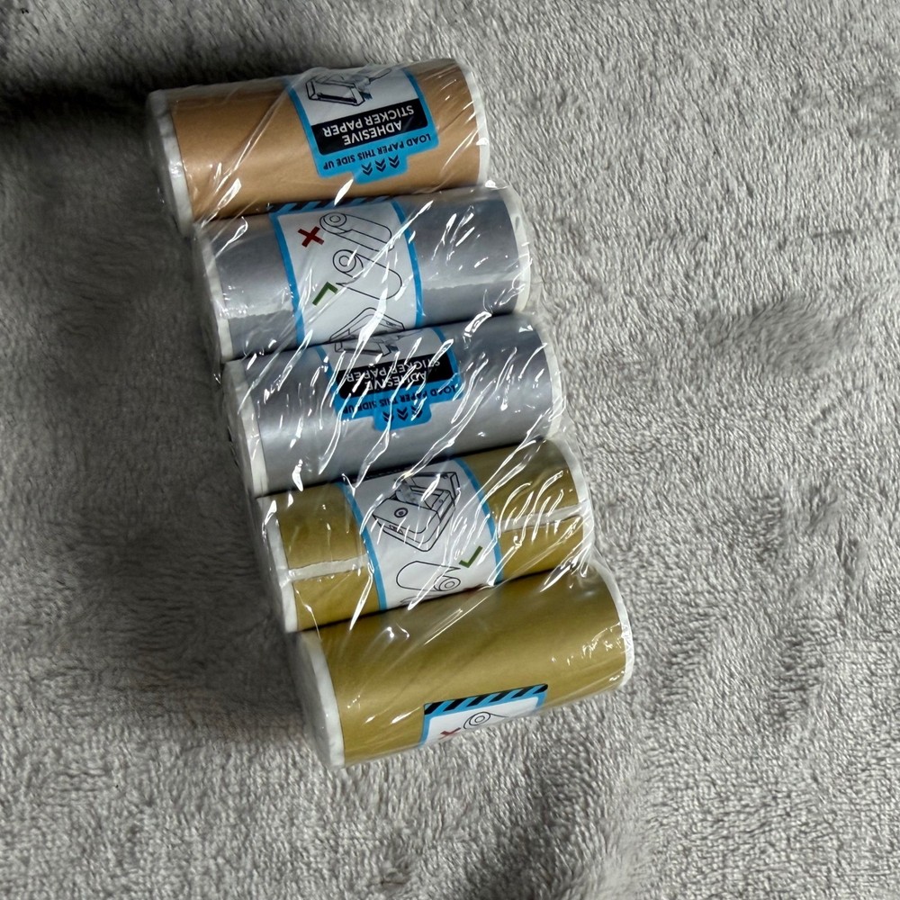 Core Innovations 5 Pack Metallic Adhesive Thermal Paper Rolls Gold Silver