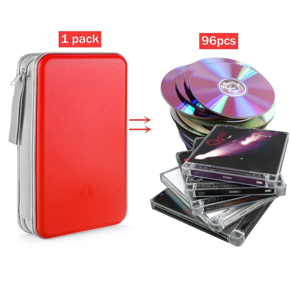 DVD Case, 96 Capacity CD Case Portable CD Holder Storage Hard Plastic DVD Wal...