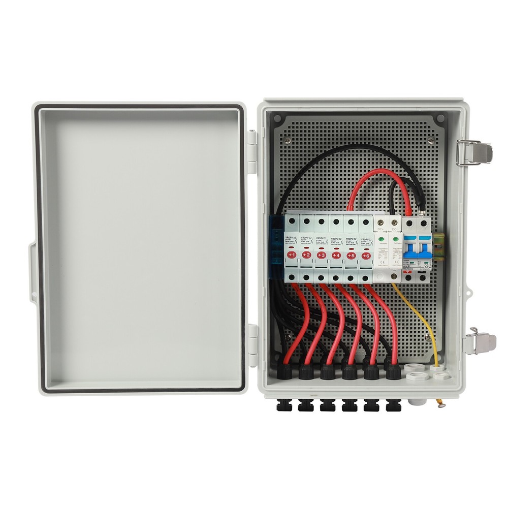 6 String Solar PV Combiner Box 15A Circuit Breaker for Solar Panel Plastic